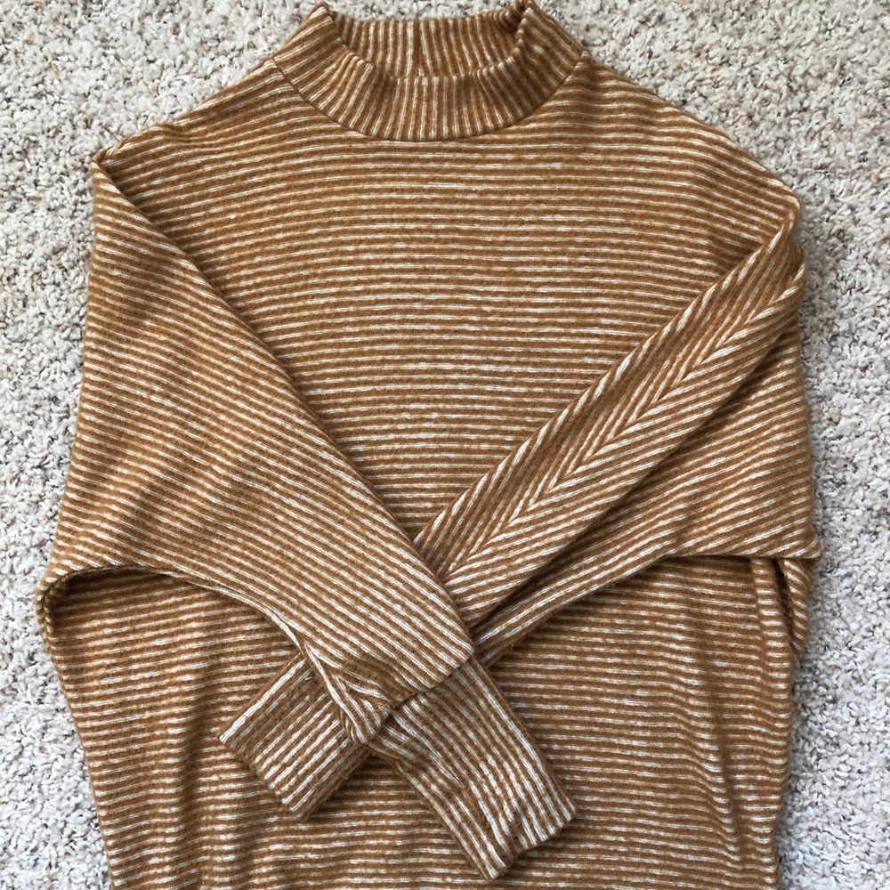 Mock Neck Mustard Striped Top